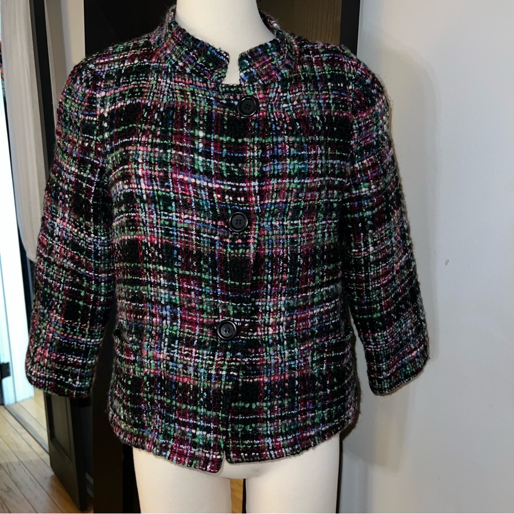 Talbots Multicolor Tweed Wool-Blend Blazer – Size 12